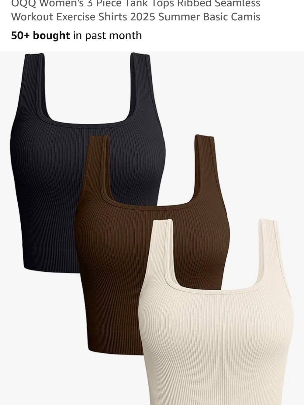 Ribbed Seamless Tank Top Set - Black, Coffee, & Beige